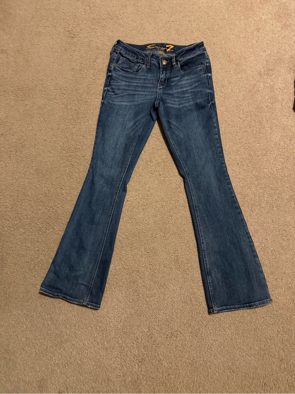 Seven7 Women's Bootcut Jeans Blue Size 6 Embellished Pockets